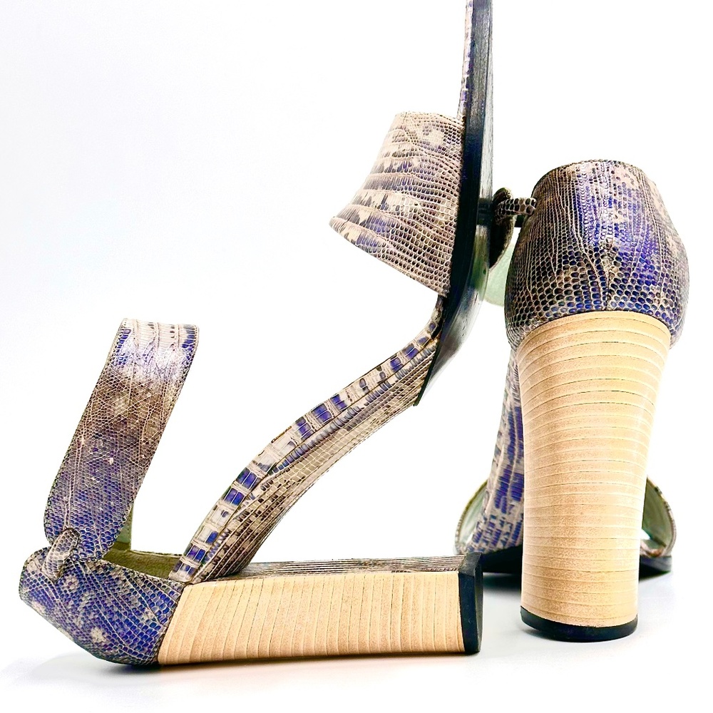 Gucci Vintage Python Ankle Strap Block High Heels… - image 1